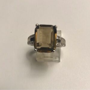 Smokey Topaz Stamped 925 Sterling Silver Ring